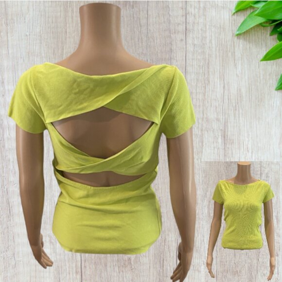 Cyrus Tops - CYRUS -- Pull Over Top, Backless with Crossed Straps, Short Sleeves, Casual